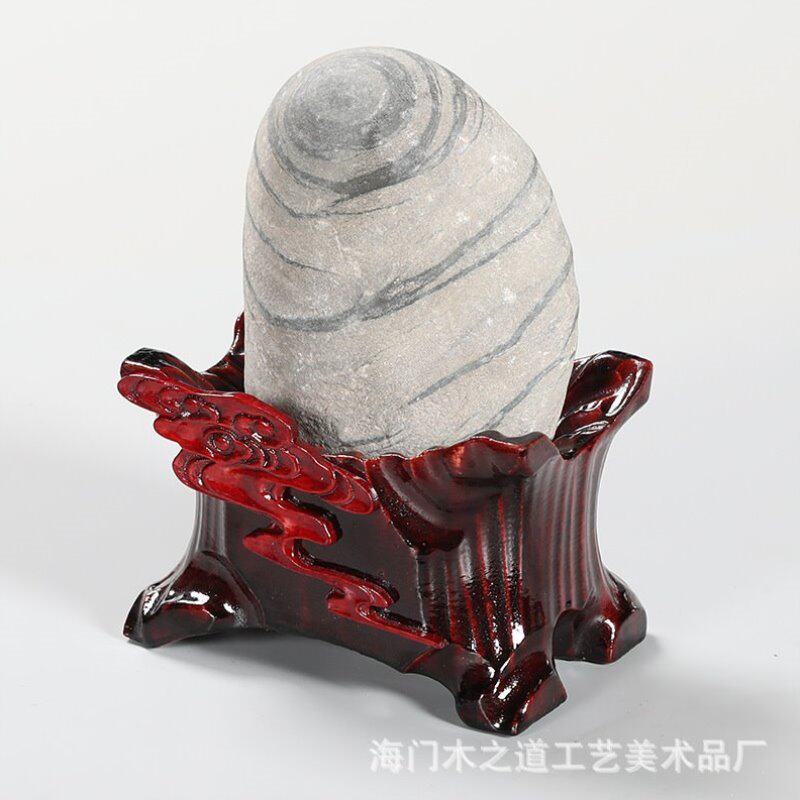 奇石石头泰山槽实木不规则底座带槽摆件挖免凹槽托架鹅卵石放万能