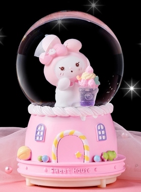 女孩魔法高端礼物水晶球节日音乐盒玻璃八音盒女生旋转新款儿童