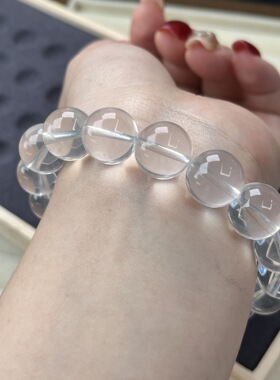 A+级别以上天然白水晶手链奶白晶单圈手串DIY半成品串珠小红书