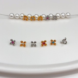 S925银镀金桂花 迷你纽扣小花配件小红书款戒指DIY手工半成品饰品