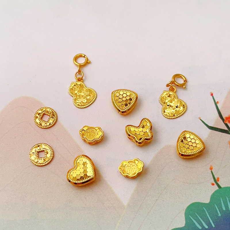 s925银镀金碎冰冰钱币蝴蝶爱心三角葫芦提溜配件手链手串diy配饰