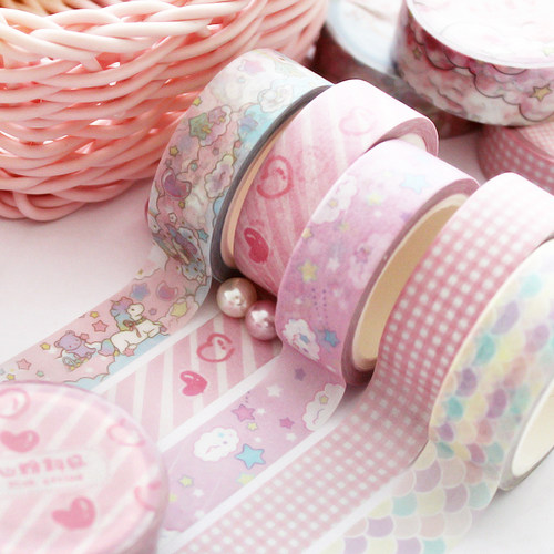 基础款少女心ins风粉色和纸胶带可爱彩色胶带手帐日记DIY装饰贴纸