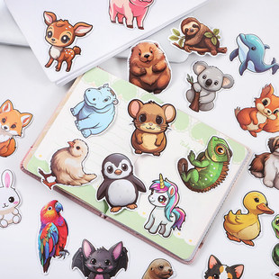 卡通动物贴纸可爱手帐笔记本电脑100张DIY水杯子手机装 饰儿童贴画