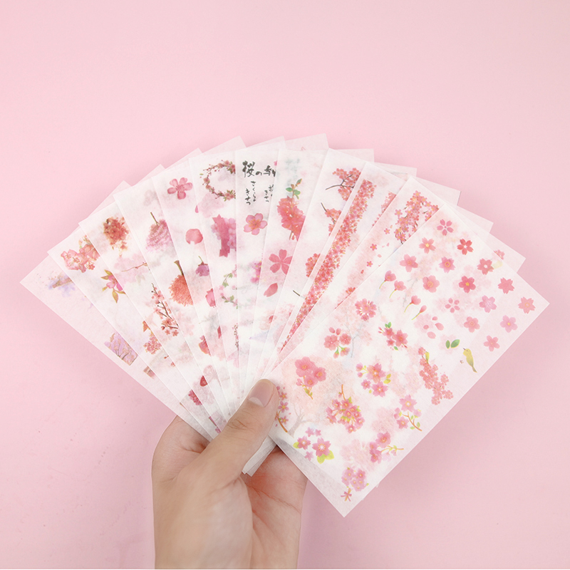 可爱和风樱花少女心手帐贴纸