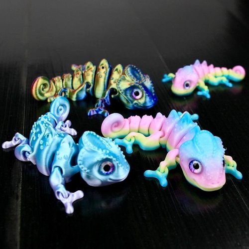 3D打印磁吸冰箱贴小变色龙蜥蜴可动儿童宠物模型生日礼物玩具摆摊