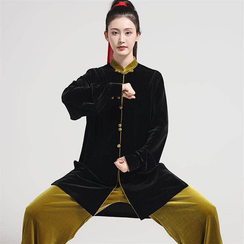太极服冬装太极服女南韩绒太极服秋冬加厚晨练金丝绒韩国绒男女新