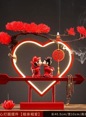 爱心结婚摆件创意心形新婚礼物送新人情侣闺蜜新娘婚房婚庆装饰品