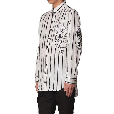 Christopher Nemeth 21aw 尖领 竖条 手图案 衬衫 男女同款
