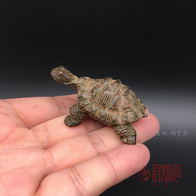 实心合金巴西龟摆件铜合金小陆龟迷你乌龟古y玩玩物收藏