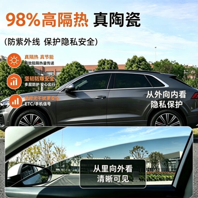 汽车隔热膜玻璃贴膜车窗防晒膜防爆太阳膜前挡风玻璃隐私全车膜