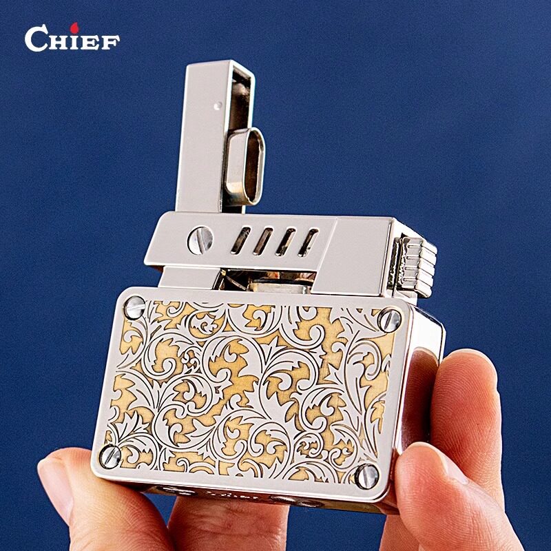 首领子弹飞煤油打火机高档升级款创意一键自动弹射精雕唐草个性男