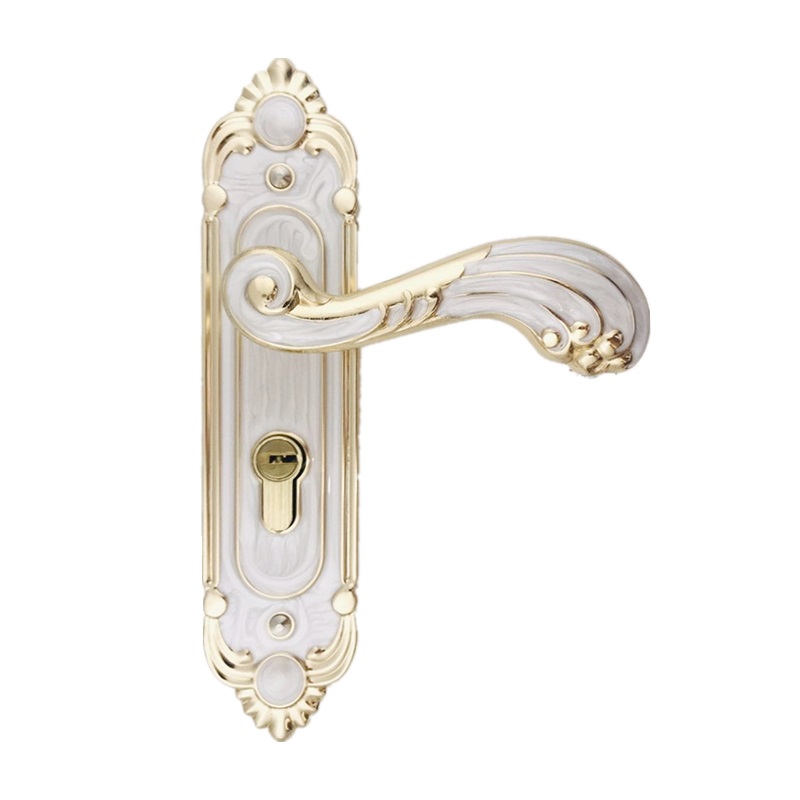 新款欧式通用型琥珀白色门锁房间室内锁具执手把手锁家用锁具套装