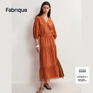 【王冰冰同款】Fabrique刺绣上衣半裙套装夏波西米亚度假波嬉