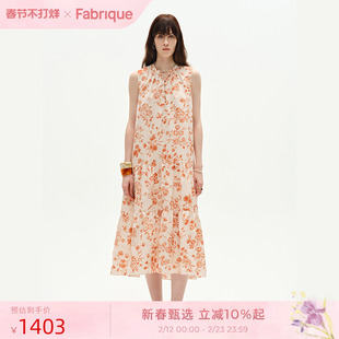 Fabrique仲夏花园 桑蚕丝棉连衣裙2025夏日新品法式碎花度假长裙
