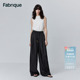 多色宽松阔腿长裤 新品 女春季 Fabrique褶皱肌理松紧抽绳腰休闲裤