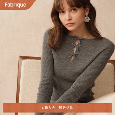 Fabrique蝴蝶结法式羊毛针织上衣