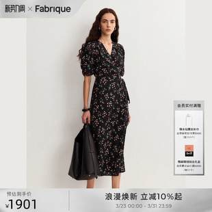 桑蚕丝真丝收腰短袖 Fabrique松露薄脆法式 茶歇连衣裙 张俪同款