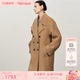 新品 大衣女2025年冬季 大翻领中长款 Fabrique茶棕羊毛微茧型连肩袖