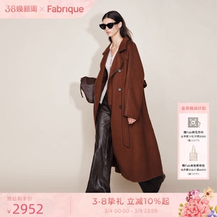Fabrique复古红色羊毛双面呢风衣毛呢长款大衣2025年冬季新款外套