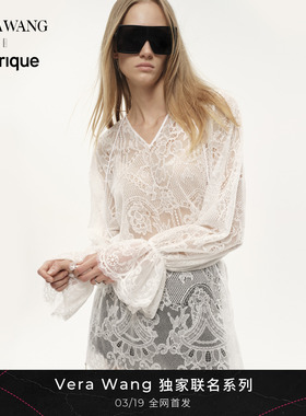 Fabrique x Vera Wang 重工法式白色蕾丝透视罩衫连衣裙26年夏季
