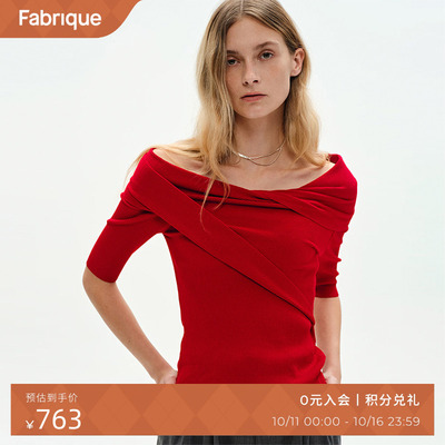 Fabrique三醋酸斜肩针织衫