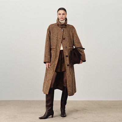 【秀场同款】Fabrique 姜饼人羊驼毛毛呢外套长款2025年新款大衣