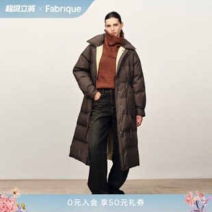 新品 加厚保暖外套女 羽绒服2025冬季 Fabrique摩卡棕撞色防泼水长款