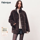 Fabrique正反两穿牛角可颂棕色泰迪环保皮草夹克外套 秀场同款