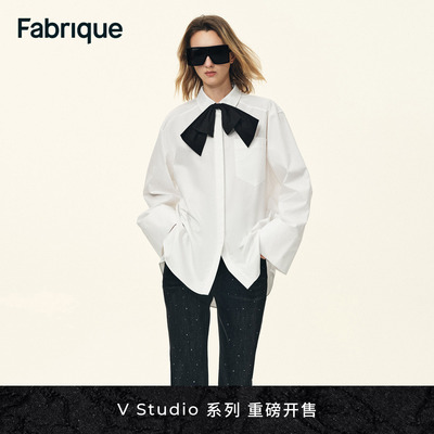Fabrique  V Studio 纯棉大廓形配蝴蝶结法式燕尾礼服衬衫