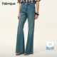 女2026年早春新款 微喇牛仔裤 复古修身 Fabrique水洗浅蓝色纯棉美式