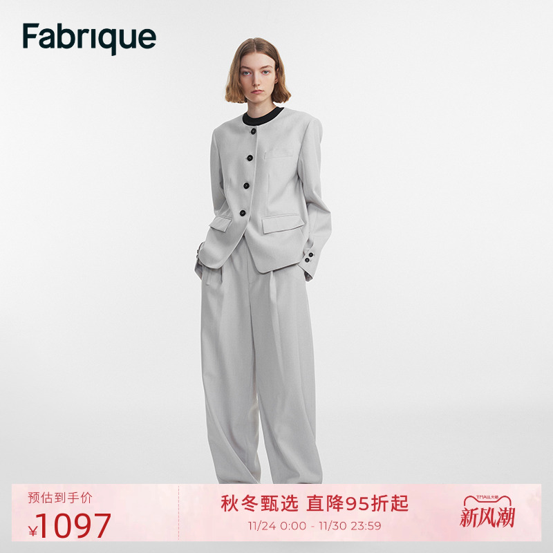 Fabriqu直身无领西装反转袖口
