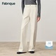 新品 Fabrique 女冬季 糯米白羊毛直筒阔腿牛仔裤 加绒牛仔
