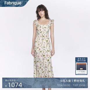 真絲印花5A級桑蠶絲連衣裙女 夏季 郁花園 新款 小飛袖 Fabrique