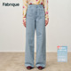 春秋新品 Fabrique 彩虹糖提花水洗浅蓝前贴袋直筒牛仔裤