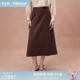 Fabrique 半身裙女秋 焦糖棕空气层仿麂皮绒A型半裙新款