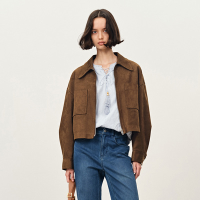 Fabrique宽松秋装麂皮夹克外套女