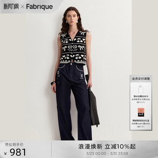 针织马甲波嬉风海边度假搭配女 长款 Fabrique蝴蝶结短款 无袖