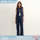 Fabrique星芒手工钉珠绑带牛仔马甲背心休闲裤 秋两件套 套装
