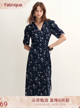 Fabrique碎花围裹法式茶歇连衣裙