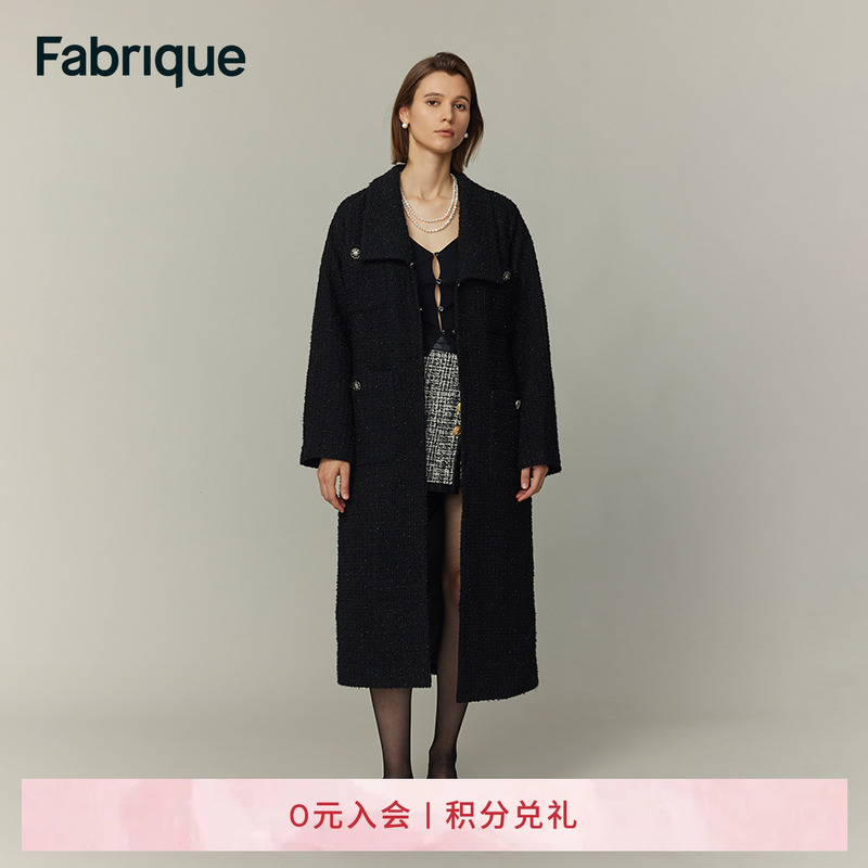 Fabrique长款绵羊毛毛呢大衣复古