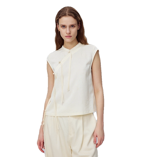 【朱丹同款】Fabrique新中式斜襟盘扣系带上衣女夏季新品