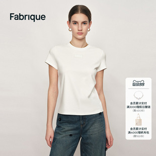 Fabrique ESSENTIAL【轻行衣橱】棉含桑蚕丝蕾丝正肩短袖T恤上衣