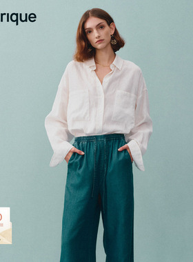 Fabrique ESSENTIAL25年新品法式薄透纯亚麻白色宽松衬衫淡人穿搭