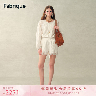 白蕾丝波西米亚蕾丝衫 Fabrique 本周新品 套装 衬衫 与短裤 法式