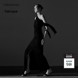 杨超越同款 Fabrique x Vera Wang前奏曲 飘带黑色露肩背心上衣女