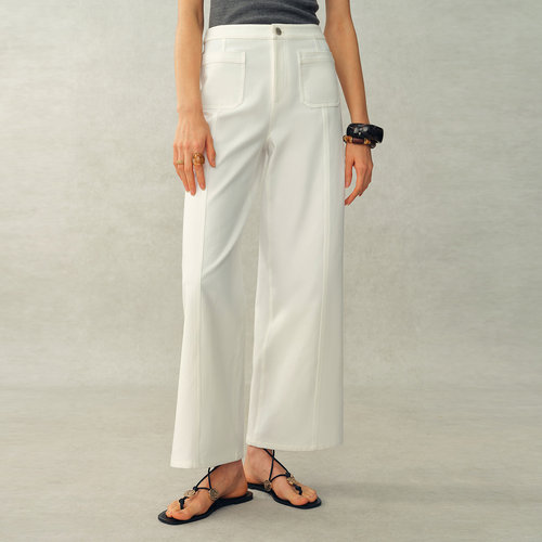Fabrique ESSENTIAL月光白微弹法式九分白色休闲裤女2026年春新品