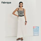 Fabrique纯白明线A型牛仔半裙春夏女装