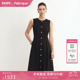 Fabrique法式 赫本风精纺绵羊毛三醋酸黑色通勤风A字长款 连衣裙