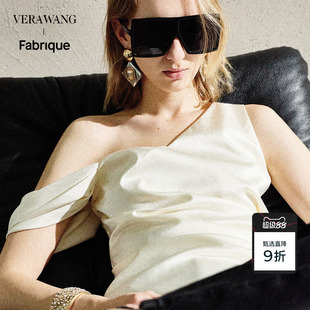 王洋同款Fabrique x Vera Wang 维纳斯女神 缎面白色露肩上衣背心