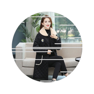 连帽棉衣女冬款中长中年保暖棉衣妈妈装加绒女士外穿工作服罩衣女